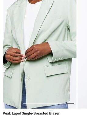 Forever 21 Mint Green Single-Breasted Peak Lapel Blazer